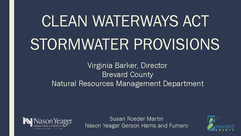 Clean Waterways Act Stormwater Provisions